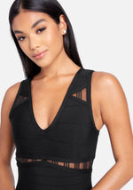 Mesh Illusion Cut Out Bandage Dress