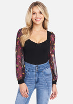Black/Watercolor Floral Print