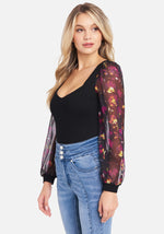 Black/Watercolor Floral Print
