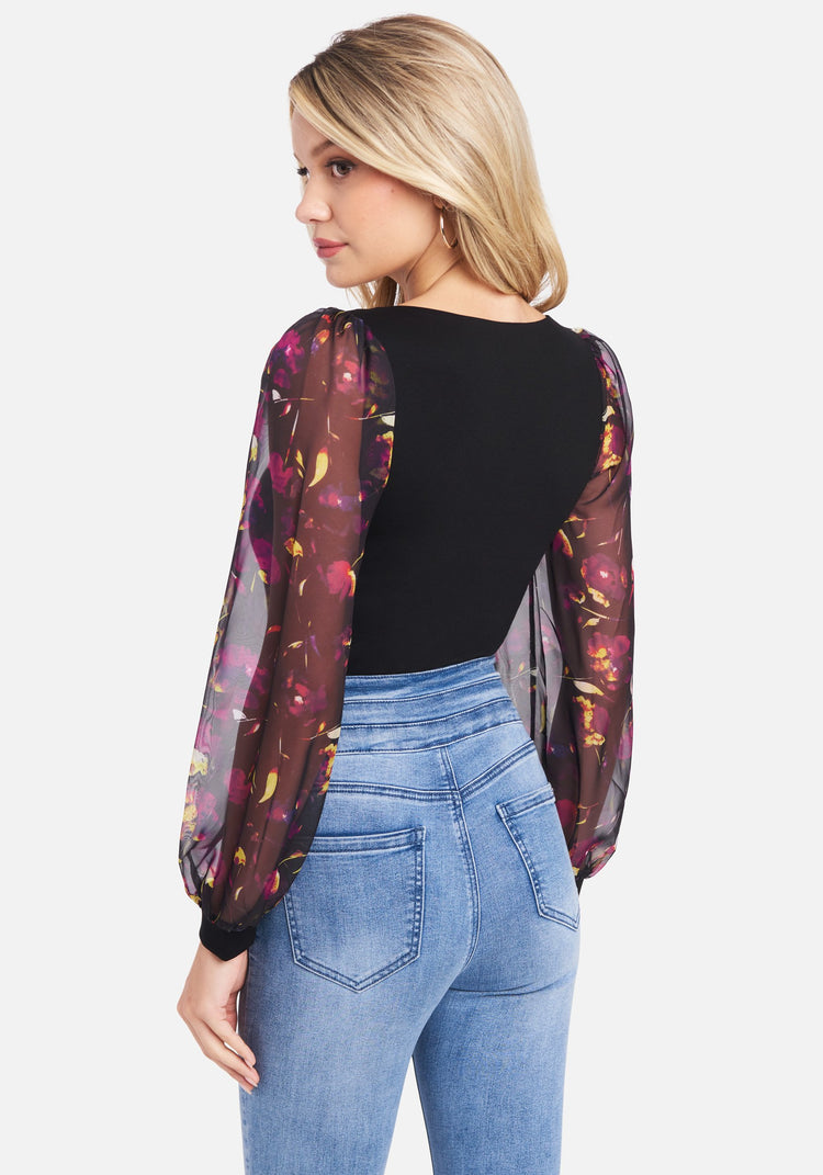 Black/Watercolor Floral Print