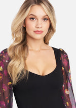 Black/Watercolor Floral Print