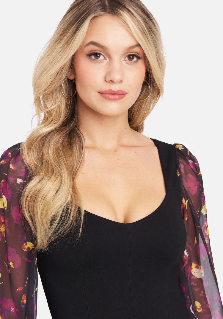 Black/Watercolor Floral Print