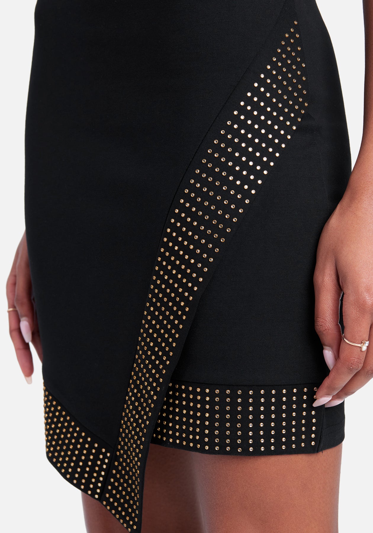 Asymmetrical Embellished Mini Dress bebe Asymmetrical Embellished Mini Dress bebe