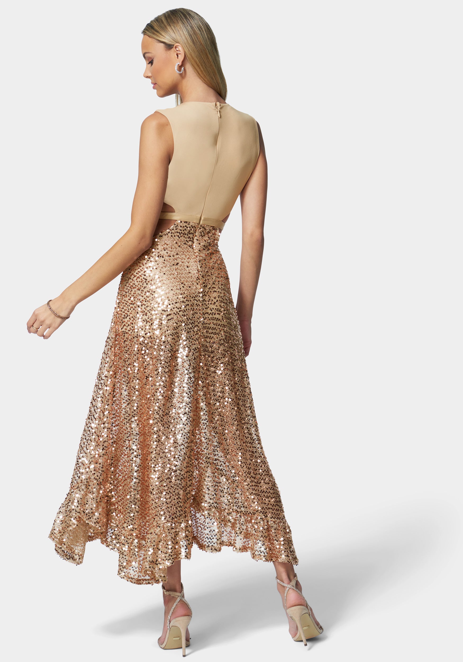 CACHET mesh sleeve gown