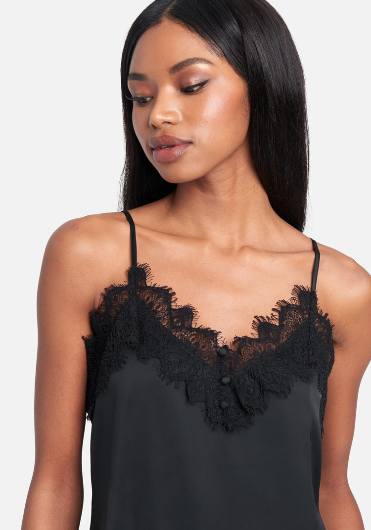 Lace Front Detail Satin Cami