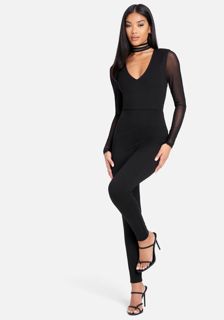 Bebe choker neck jumpsuit on sale