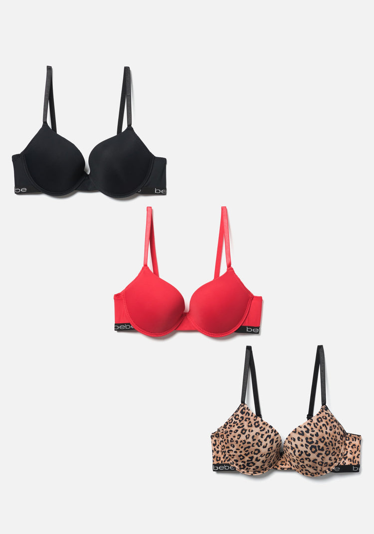 Bebe 3Pk Push Up Micro Bra Set