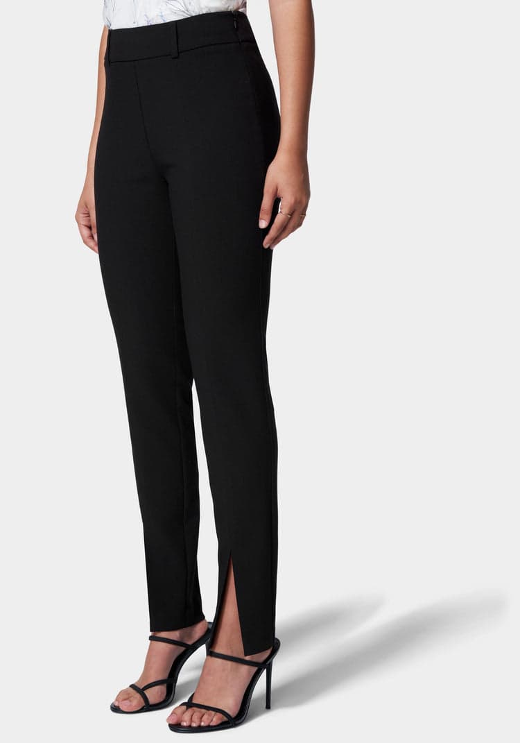 Front Slit Slim Leg Woven Pant | bebe