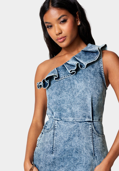 【XEXYMIX GOLF】Denim Like Ruffle Flare Dress ■WOMAN Denim-Like Ruffle Flare Dress – XEXYMIX.EN