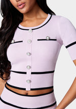 Button Front Crop Sweater