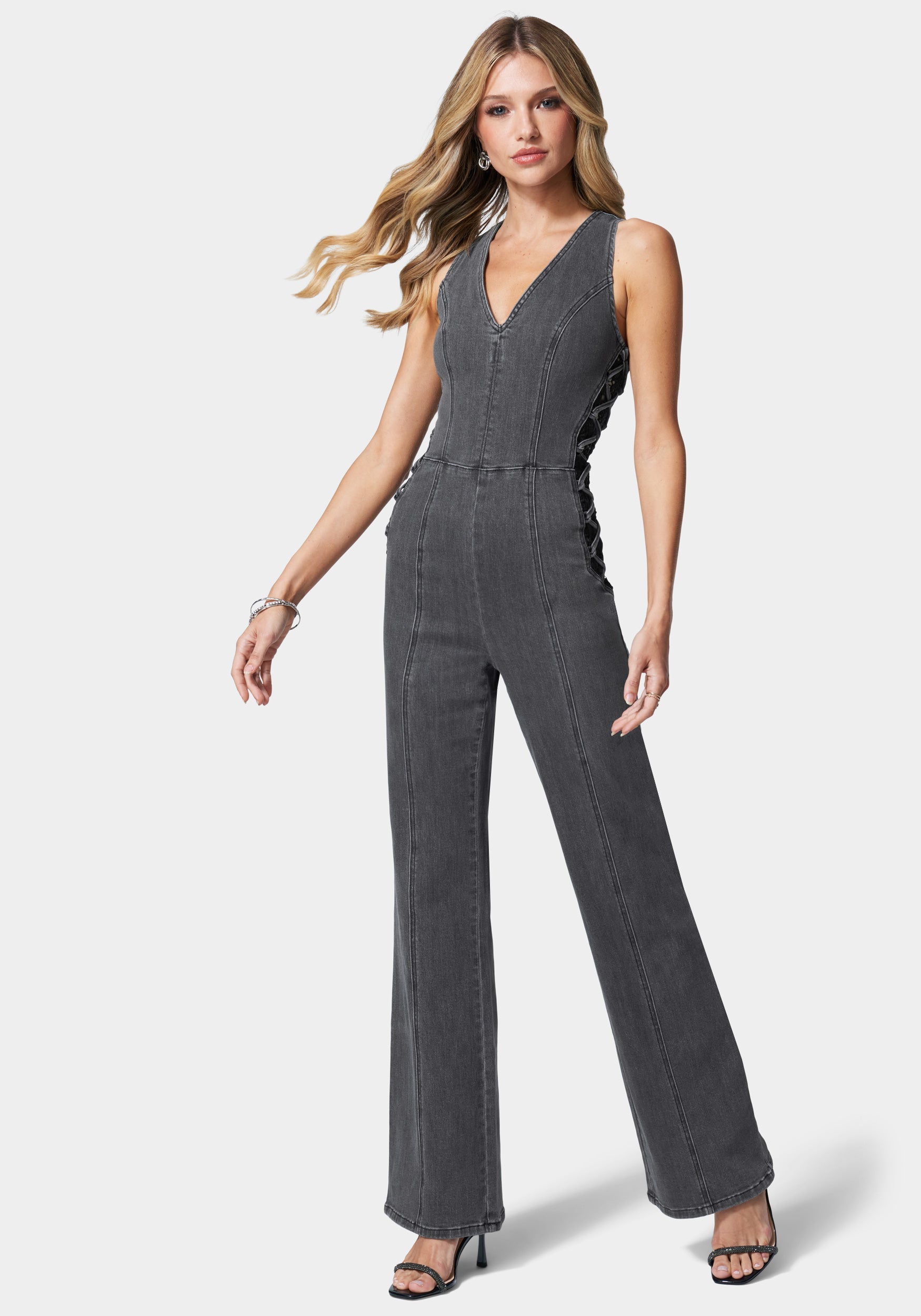 Lace Up Corset Jumpsuit