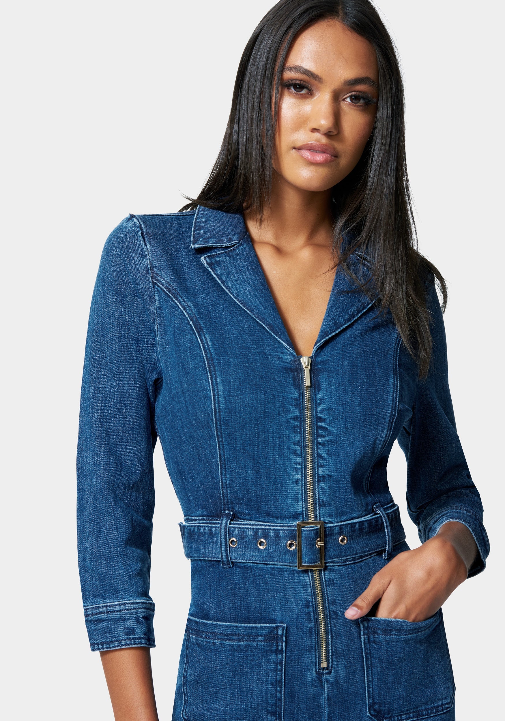 Wide-leg stylish women's denim jumpsuit