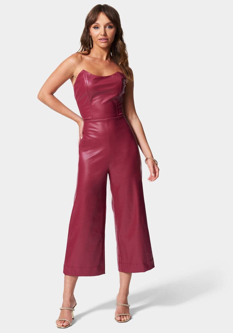 Vegan Leather Culotte Jumpsuit