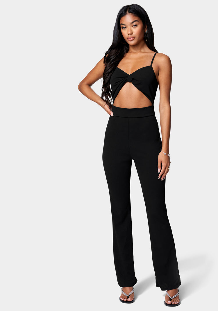 Twist Front Wide Leg Jumpsuit bebe