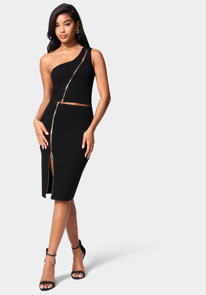 ♡bebe♡　0912 Asymmetric Zipper Skirt | bebe