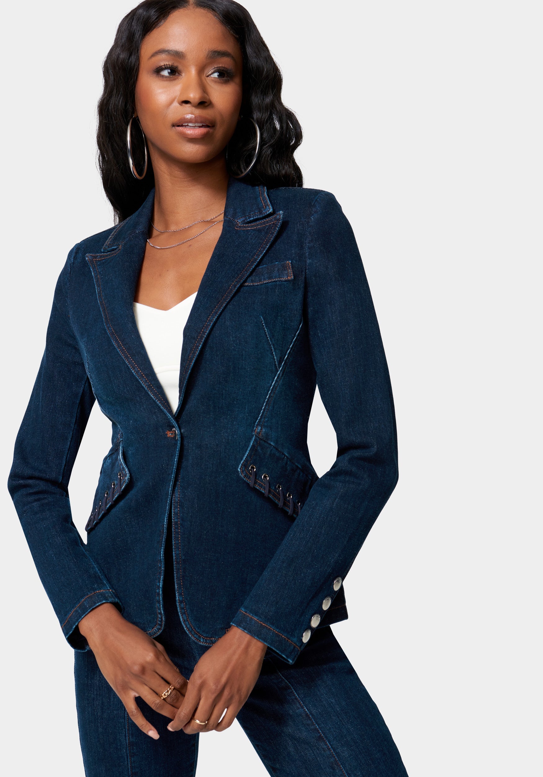 【OJOS】Detachable Span Denim Jacket main image 0