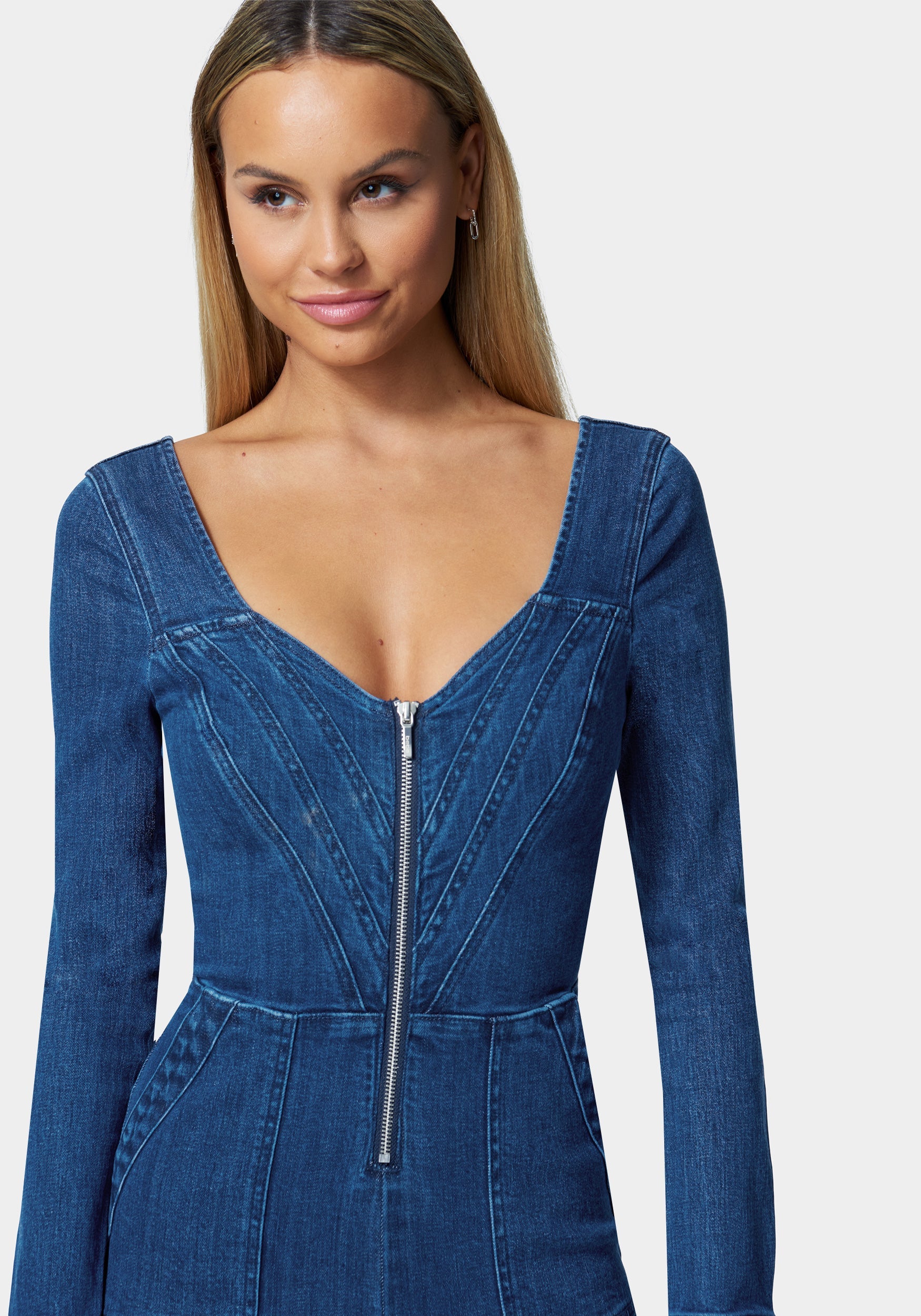 Denim One-Piece Wide Leg Jumpsuit