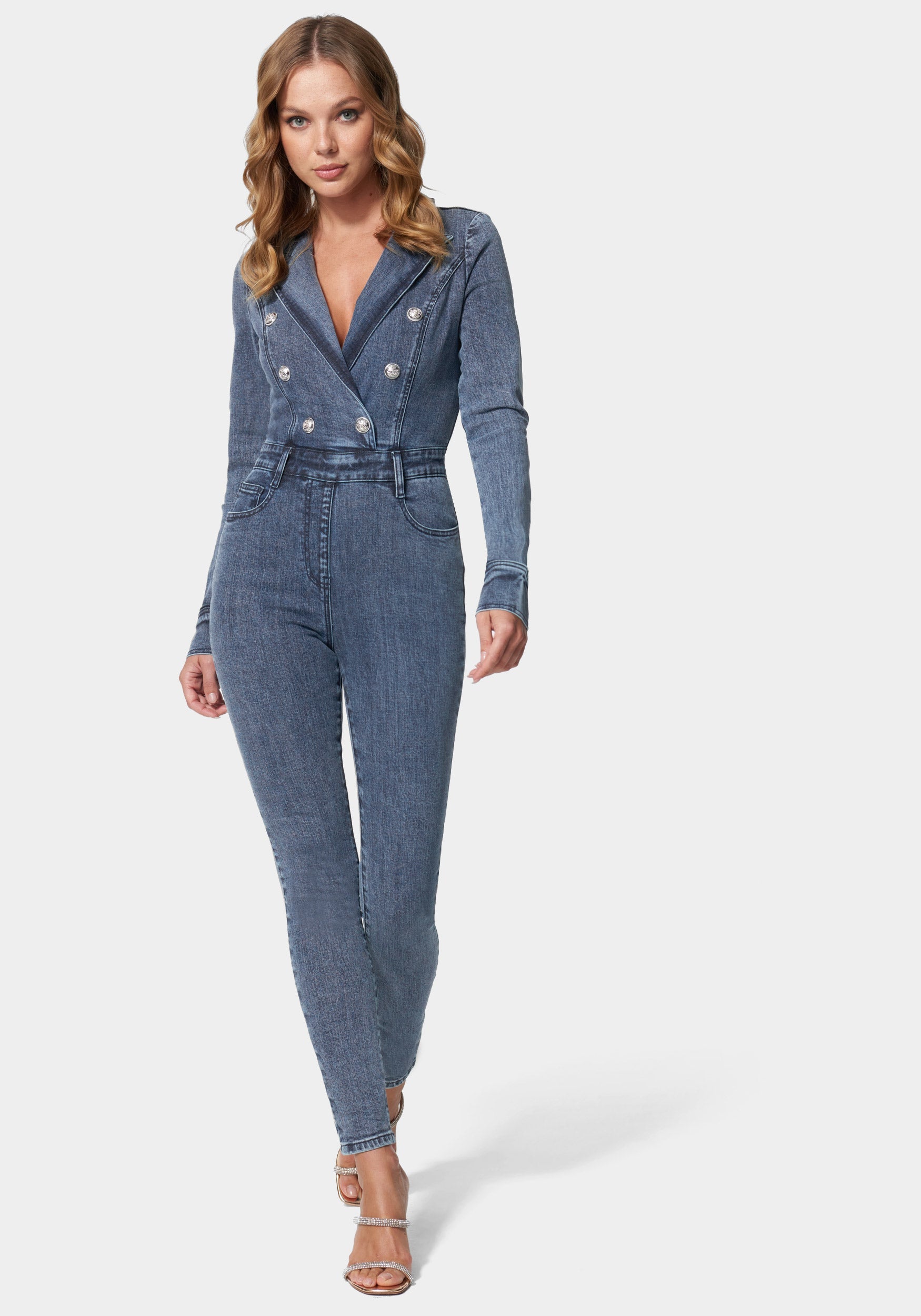 ★E.B.M★ Velvet Denim Jumpsuit EMP1DOP020 Denim Collared Utility Jumpsuit For Women | Factory