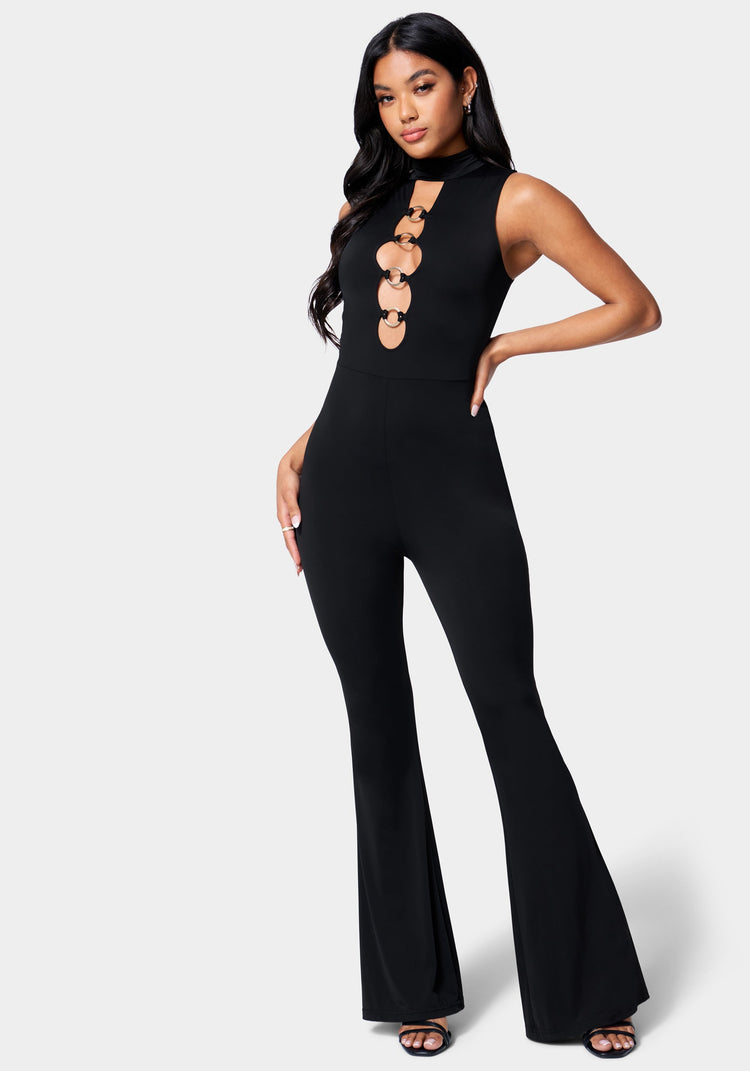 Vegan Leather Ruffle Jumpsuit