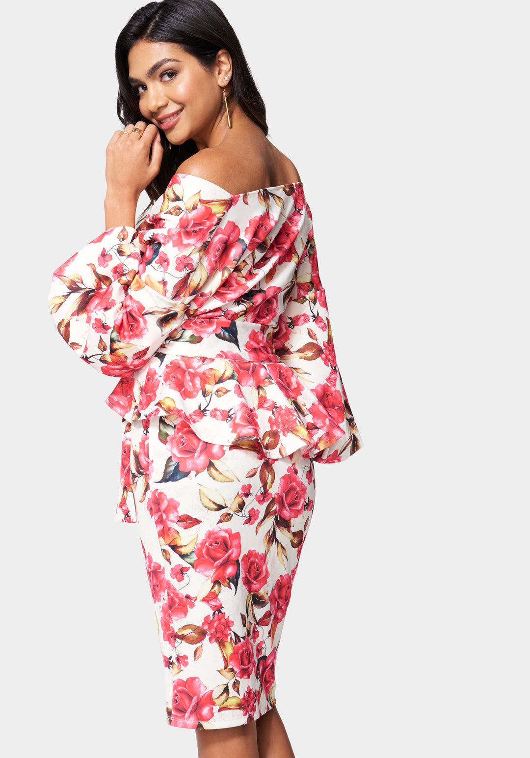Off Shoulder Peplum Dress bebe Off Shoulder Peplum Dress bebe