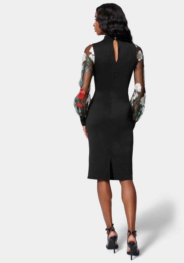 Bebe Black Dress w/embroidery - Dresses