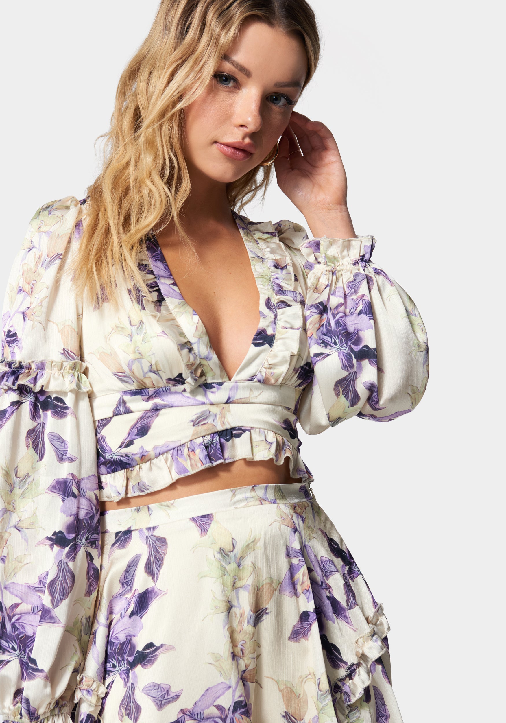 Blouse Légère Bebe Bleu Clair à Volants - Taille XS - Occasion Très Bon état