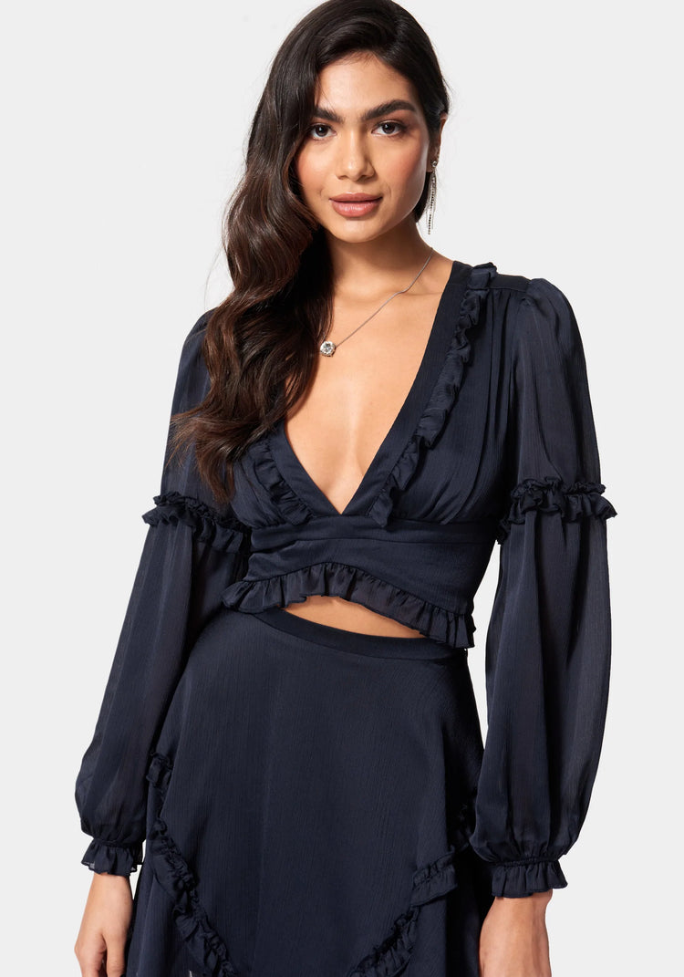 Ruffle sales wrap shirt