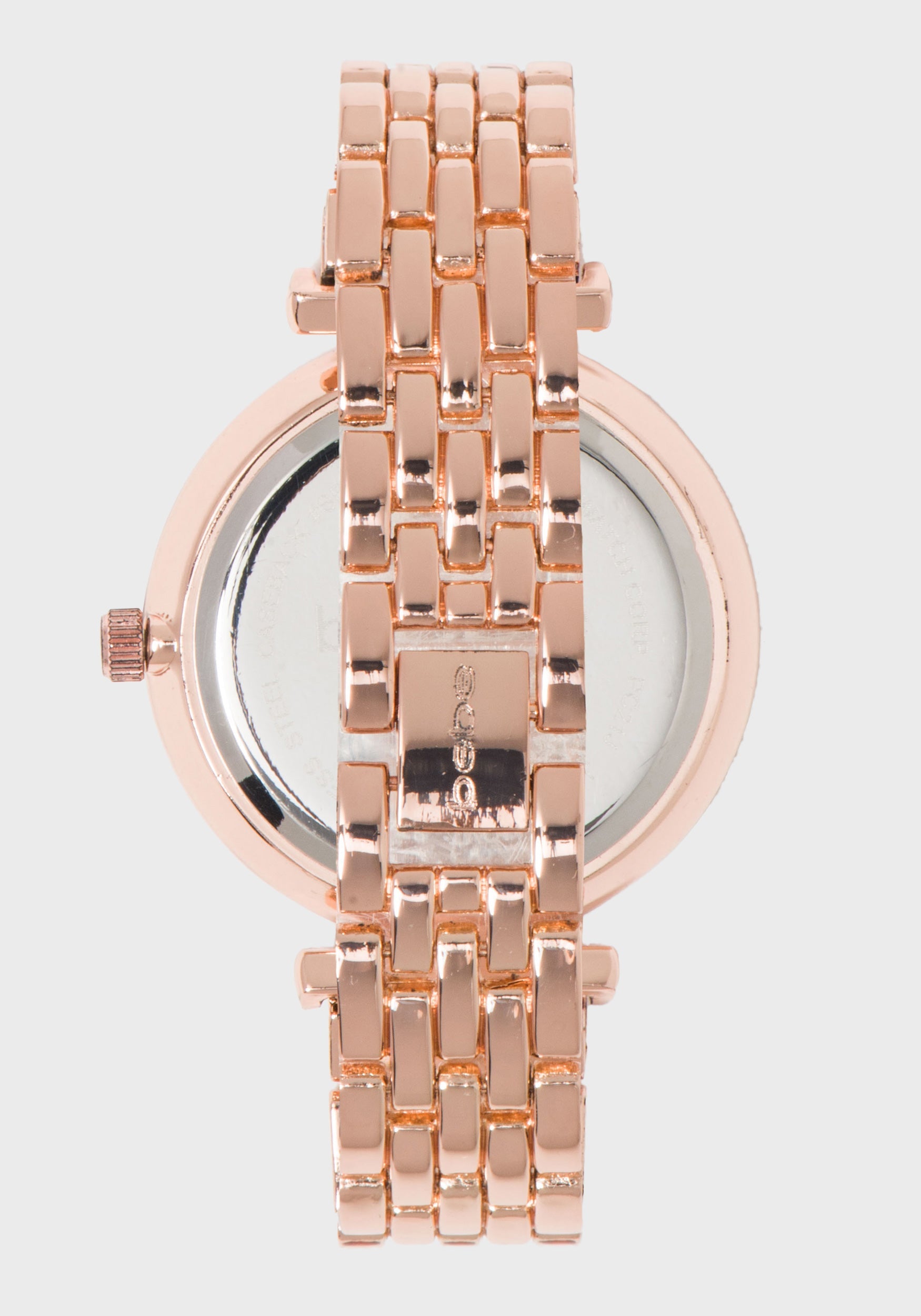 Rose Gold Crystal Bezel Logo Watch – bebe