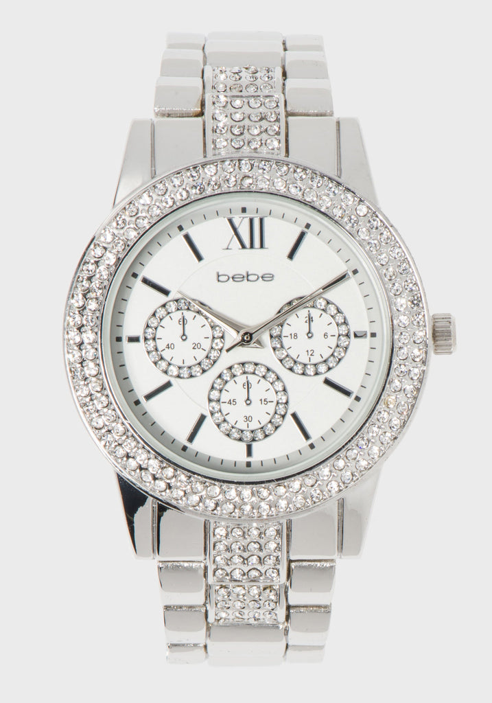 Silver Crystal Bezel Watch – bebe display picture 3