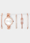 Rose Gold Crystal Logo Watch Set
