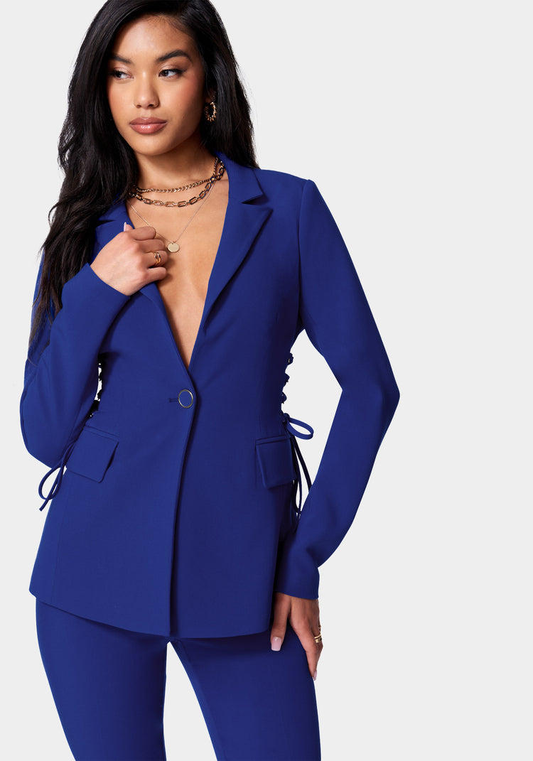 Side Corset Detail Tailored Twill Jacket