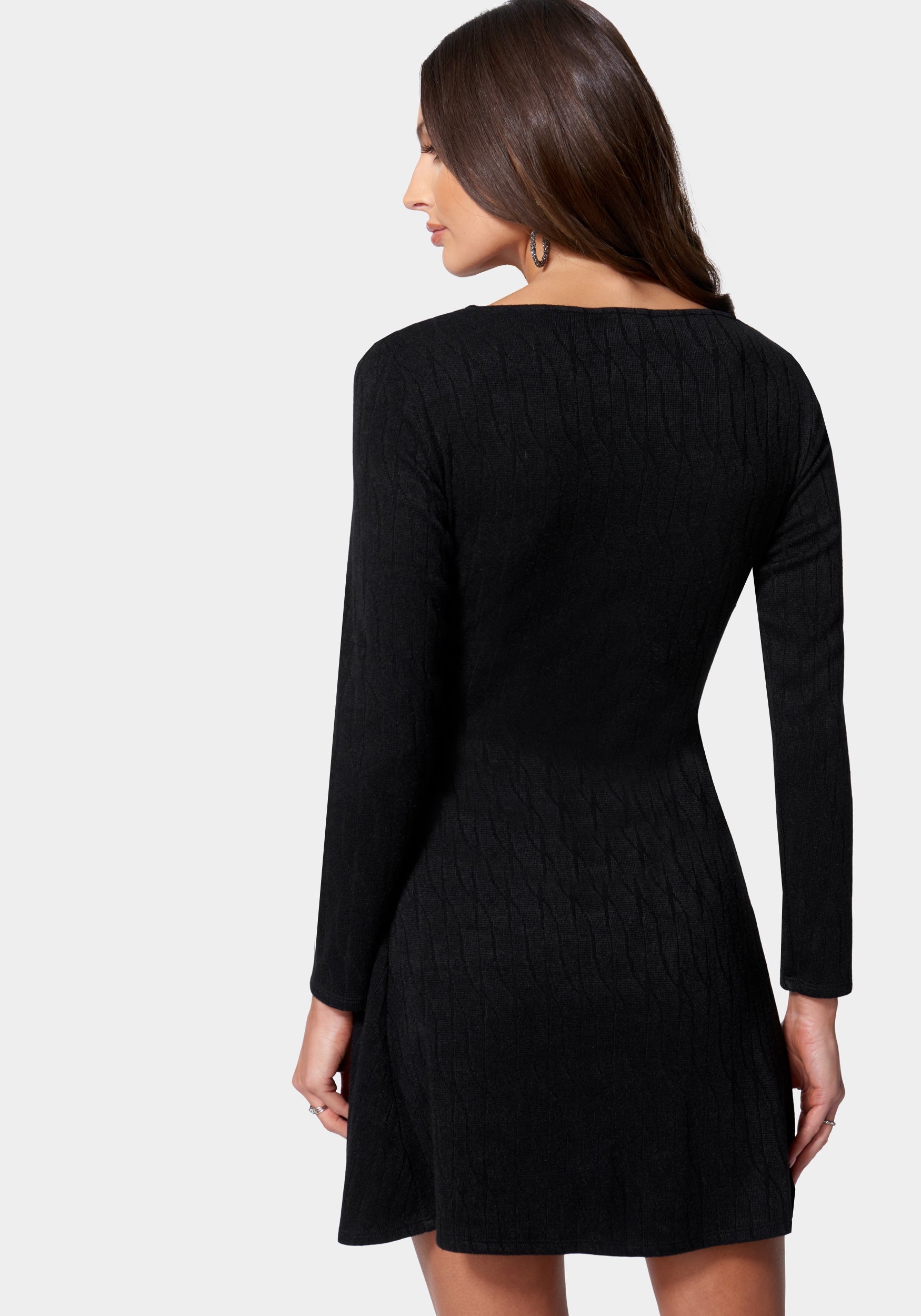 Ribbed Round Neck Long Sleeve Dress
