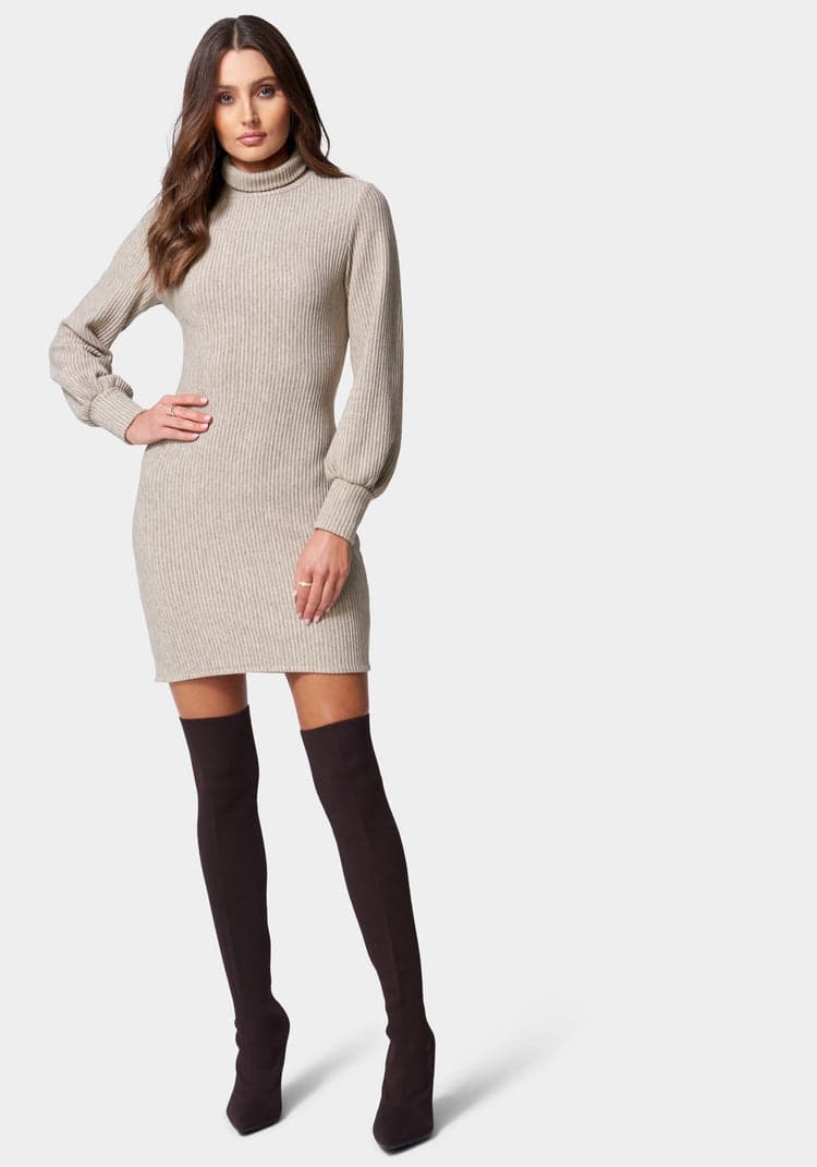 Turtleneck Above Knee Long Sleeve Plain Women's Sweater Dress  Sweater  dress women, Cable knit sweater dress, Sweater dress