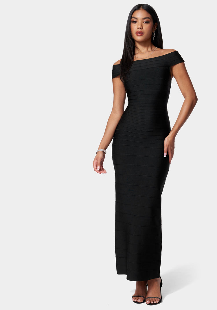 Luxe Bandage Off Shoulder Gown bebe