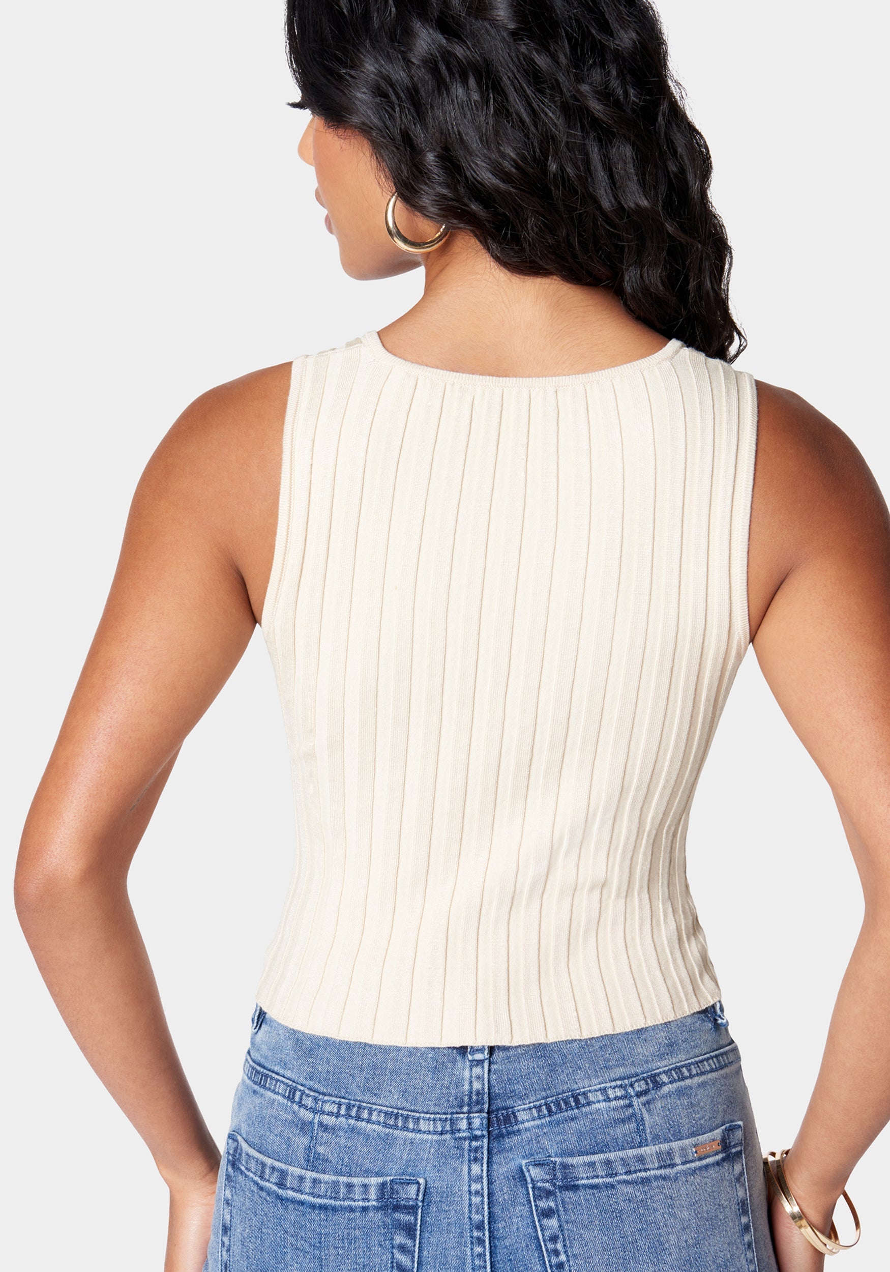 Chain Neck Detail Wrap Front Sweater Top | bebe