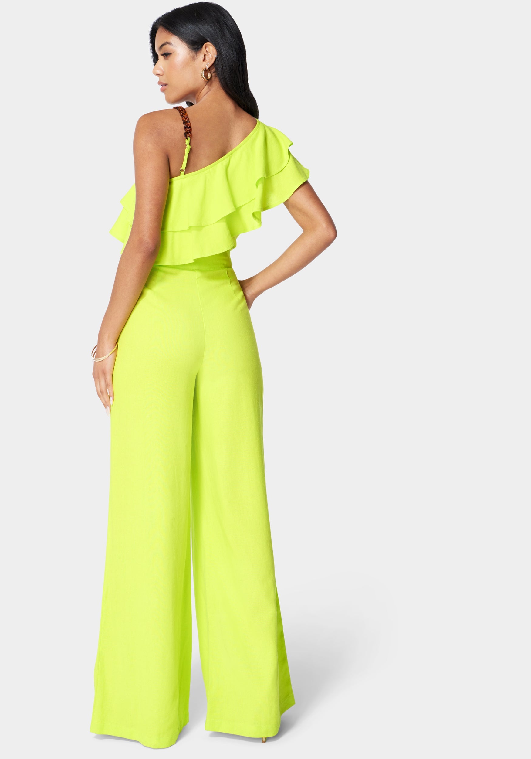 Luxe Rusty Rose Satin Asymmetrical Wide-Leg Jumpsuit | Ballbella