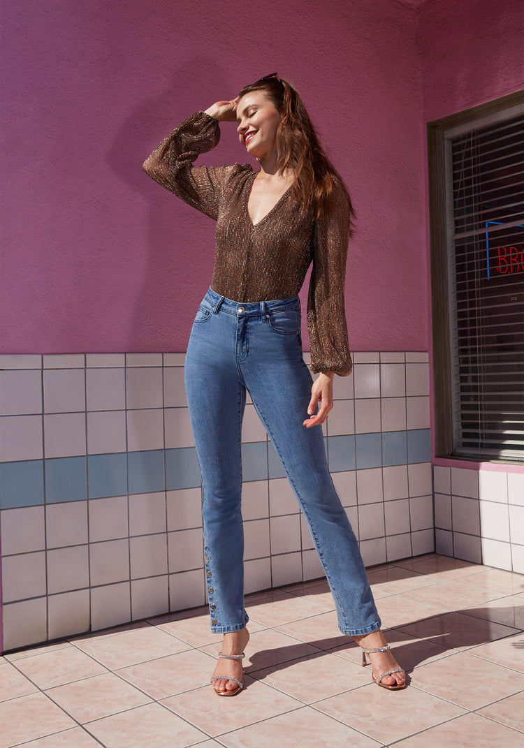 Snap side jeans shop