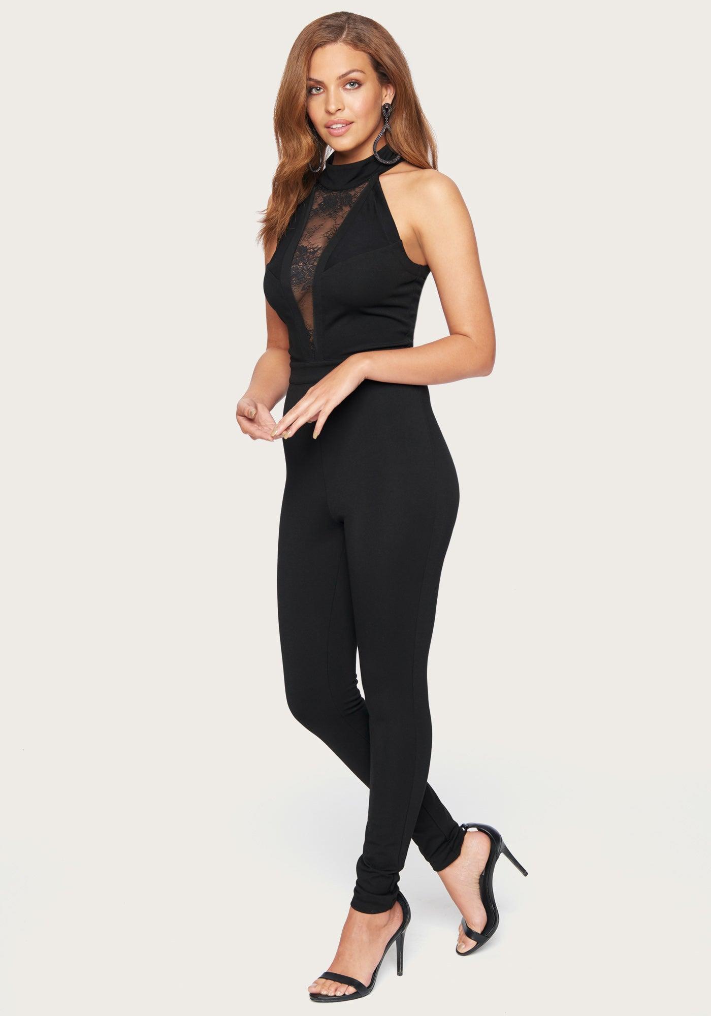 Ponte And Lace Jumpsuit | bebe